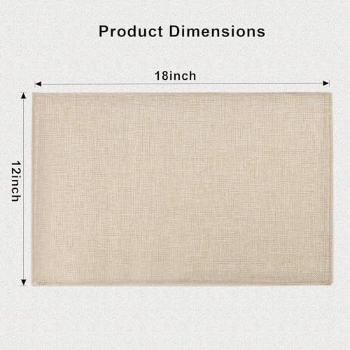 SLKQG Beige Faux Cotton Linen Placemats Set of 6, Heat Resistant