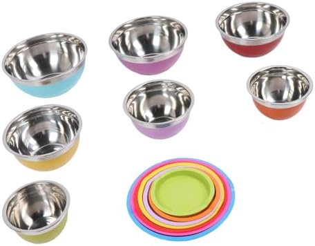 Yosoo 7PCS Stainless Steel Mixing Bowls with Lids, Plastic Stackable