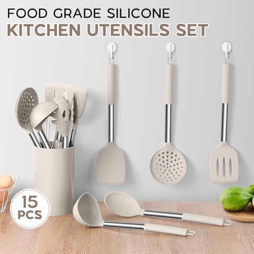 Onader Silicone Cooking Utensils Set of 15, Kitchen Utensils Set with