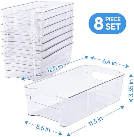 JollyPack Clear Plastic Storage Bins, 8 Pack