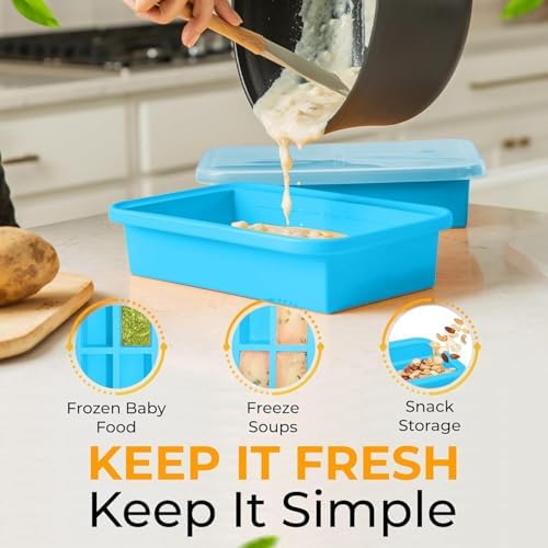 (2 Pack) Large Silicone Freezer Containers For Soup, Pasta Sauce