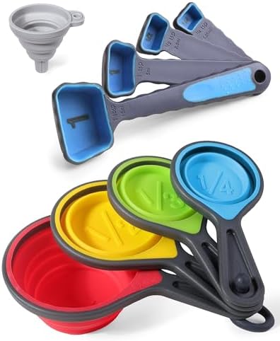 Collapsible Measuring Cups and Spoons Set with Funnel, 9-Piece