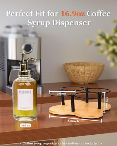 Rotating Coffee Syrup Organizer, 16.9oz Syrup Bottle Holder