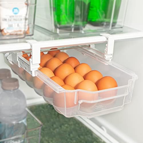 Adjustable Sliding Egg Drawer, Holds 18 Eggs, Clear