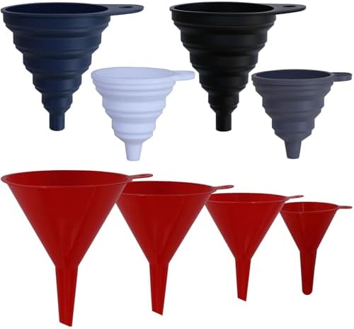 KongNai Collapsible Silicone Funnels 4 Pack + Silicone Funnels 4 Pack