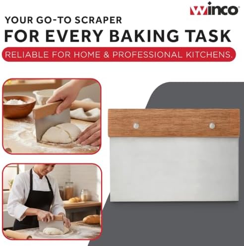 Winco Stainless Steel Dough Scraper with Wood Handle