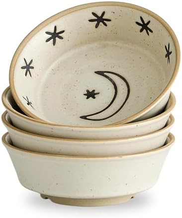 Stoneware Dipping Sauce Side Dishes Set of 4-3.7" Rustic Condiment