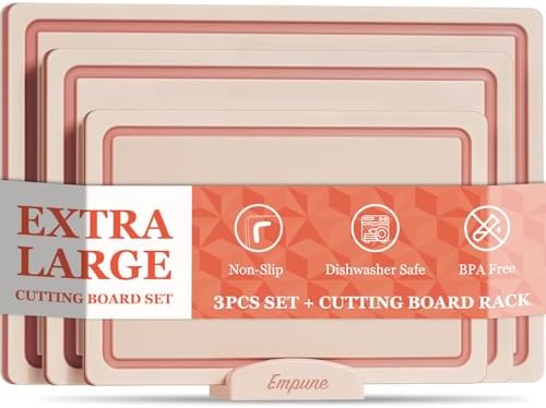 Empune 3-Piece Plastic Cutting Boards for Kitchen - Thick & Non-Slip