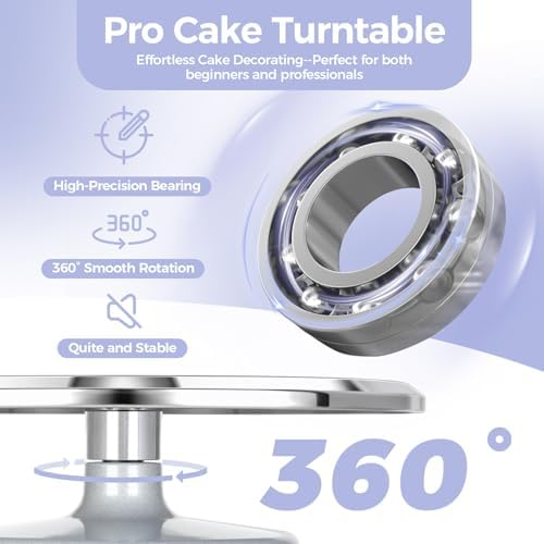 Cake Turntable, Ohuhu Aluminium 12'' Cake Decorating Kit Supplies