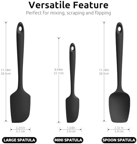 U-Taste 3-Piece Silicone Spatula Set, Black