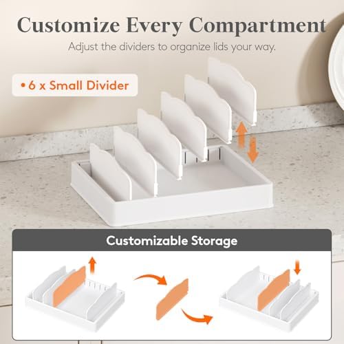 Lifewit Kitchen Cabinet Organizer for Food Contanier Lid with 7
