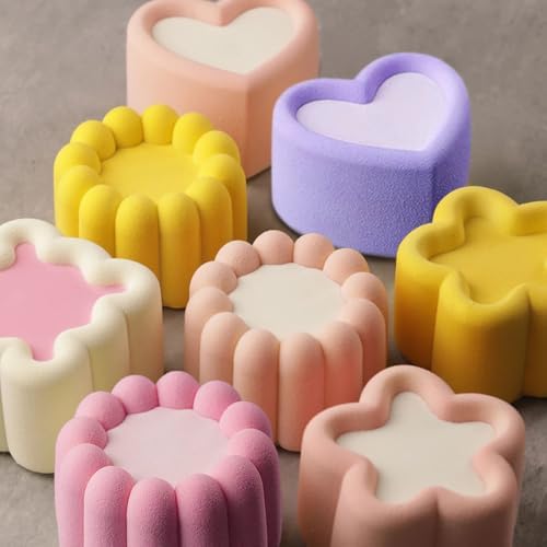 4pcs Nonstick Silicone Molds for Baking Supplies, Square Star Heart