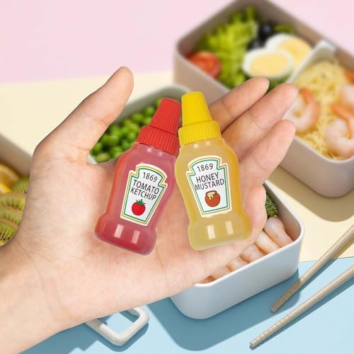 4 Pcs Mini Ketchup and Mustard Bottle for Kids Lunch Accessories, 1 oz