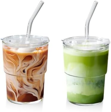 Matcha Cup Iced Coffee Tumbler, 15 oz, Set of 2