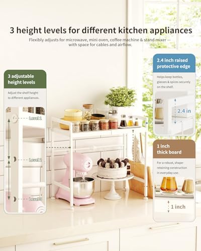 2-Tier Expandable Microwave Countertop Shelf, White
