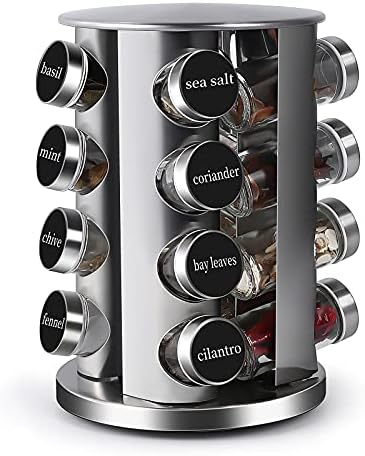 DOUBLE 2 C Revolving Countertop Spice Rack Stainless Steel Seasoning