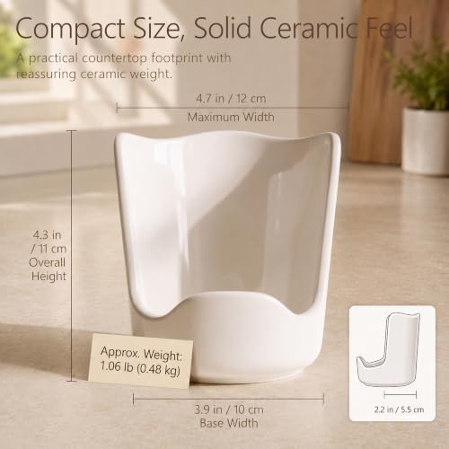 Upright Ceramic Spoon Rest, White Kitchen Cooking Spoon Holder