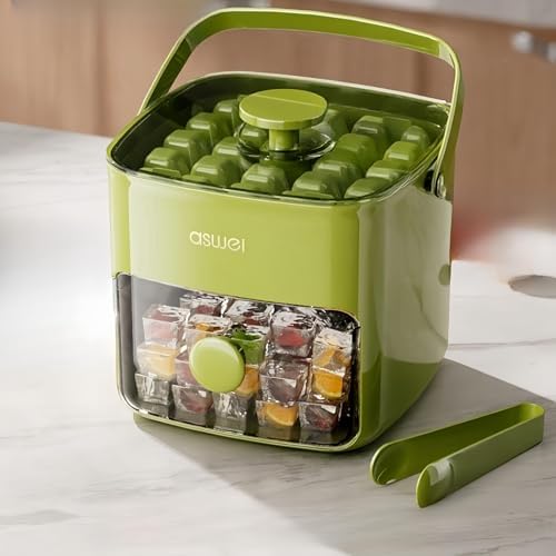 Ice Cube Maker, Ice Cube Tray with Lid and Bin, Portable Ice Maker