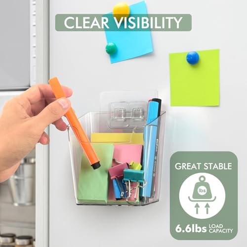 Clear Adhesive Wall Storage Bins 4-Pack Cabinet Door Organizer