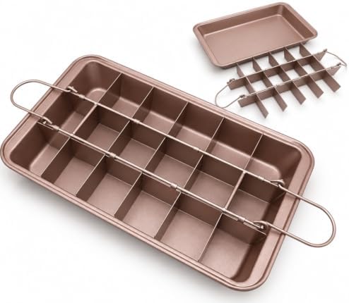 Brownie Pan with Dividers, Non-Stick Backing Pan, 18 Pre-slice All