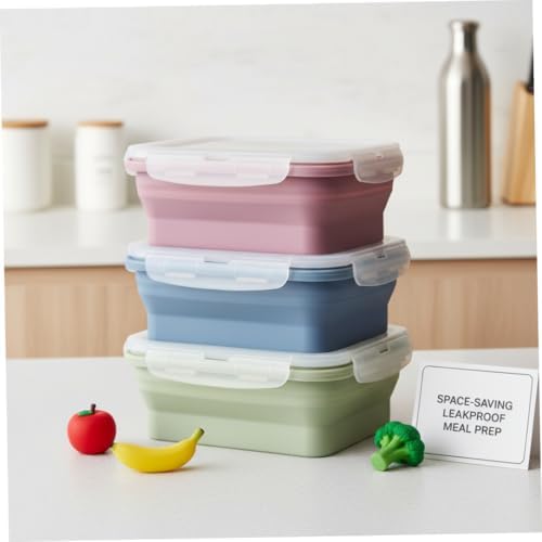 Silicone Food Containers, 3-Pack 550ml Collapsible Food Storage