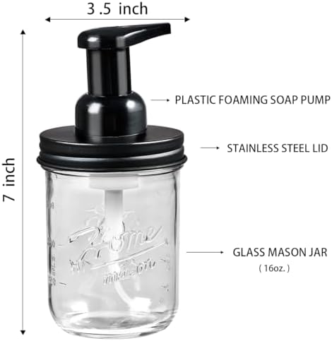 SheeChung Mason Jar Foaming Soap Dispenser and Toothbrush Holder Set