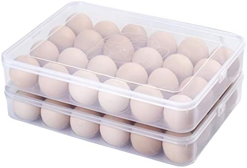 Sooyee 2 Pack Covered Egg Holders for Refrigerator,Clear 2X24 Deviled