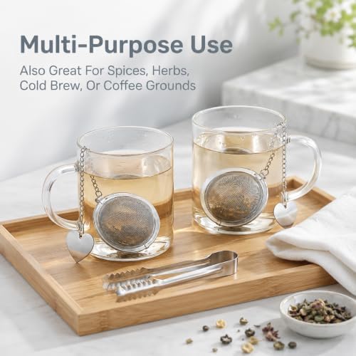 2Pcs Tea Ball for Loose Leaf Tea with Spoon, Fine Mesh Loose Leaf