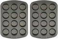 GoodCook Nonstick Steel 12-Cup Muffin Pan, Gray, Set of 2