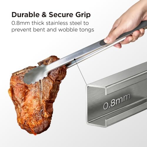 Kitchen Mama DuoEssentials Cooking Tongs Set, Metal Gray