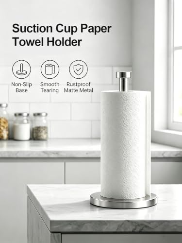 VEHHE Countertop Paper Towel Holder, Weighted Base, 4 Suction Cups