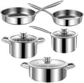 Stainless Steel Pots and Pans Set, 8 Piece Kitchen Induction Cookware Sets with Glass Lids, Works with Induction, Electric and Gas Cooktops, Non Toxic, Oven & Dishwasher Safe