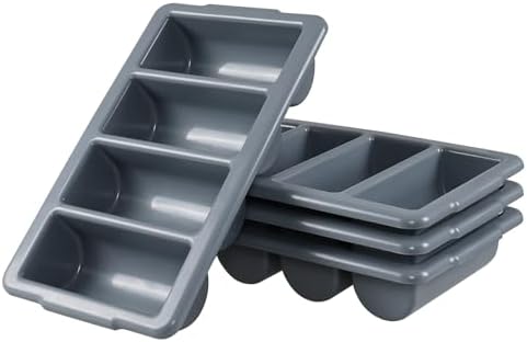4 Pack Plastic Commercial Cutlery Bin, 4 Compartments