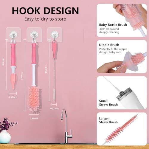 3 in 1 Silicone Bottle Brush Set, Baby Bottle Cleaning Kit with Nipple