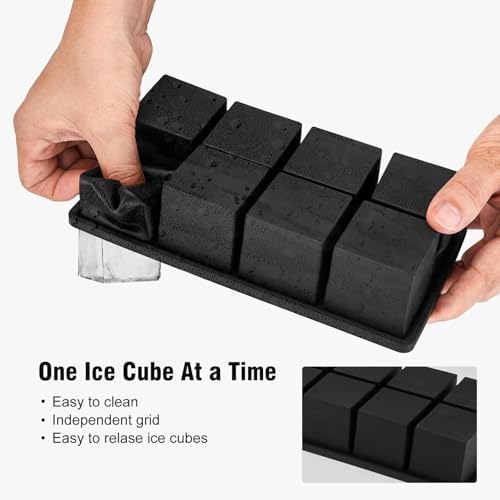 Samuelworld Large Silicone Ice Cube Tray Molds, 2-Pack, Big 2 Inch