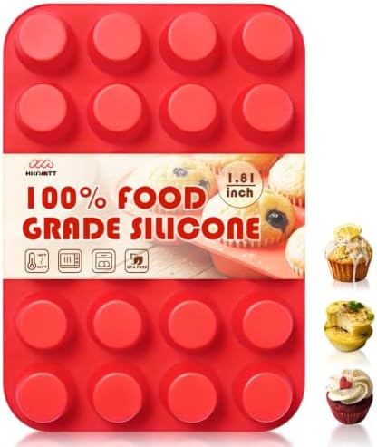 HKNMTT Mini Silicone Muffin Pans for Baking 24Cups BPA-Free Egg Bites