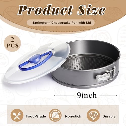 Teenyyou 2 Pcs 9 in Non Stick Springform Cheesecake Pan with Lid