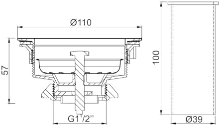 Kitchen Sink Drain Assembly, 3-1/2 Inch Basket Strainer