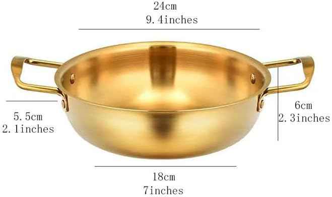 Paella PanGold Cooker Pan Skillet Pan Stainless Steel 9.4 Inches for