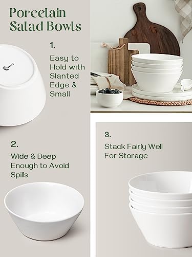 DOWAN 32 OZ Large Soup Bowls Set of 4 - White Ceramic Bowls for