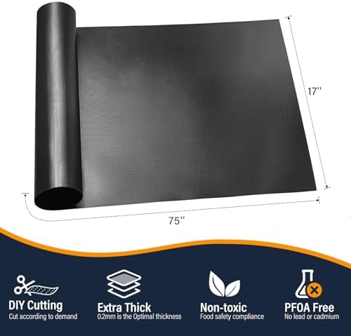 PTFE Oven Liner Roll, Cut-to-Fit Stove & Grill Mat, 75 x 17 in