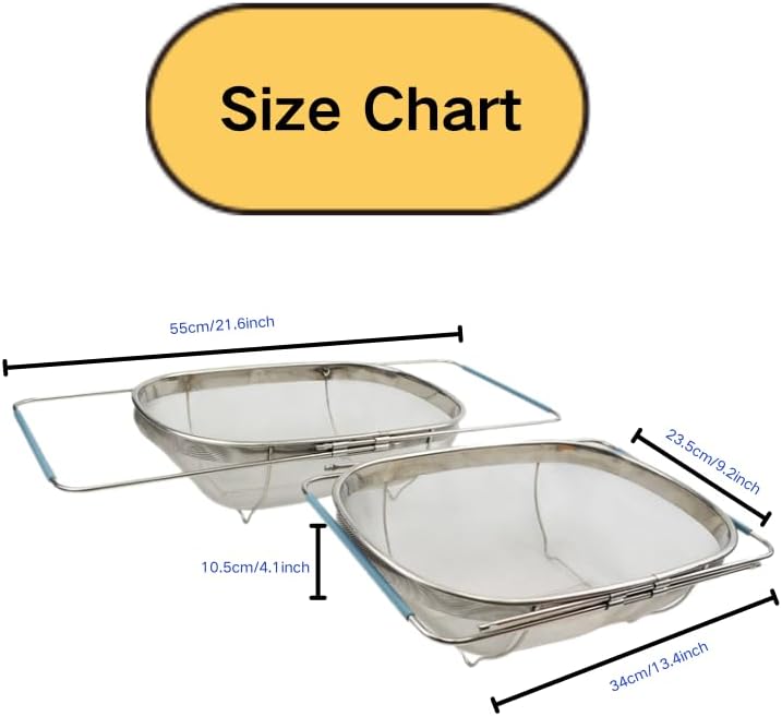 SAMMART Expandable Over The Sink Oval Colander/Mesh Strainer Basket