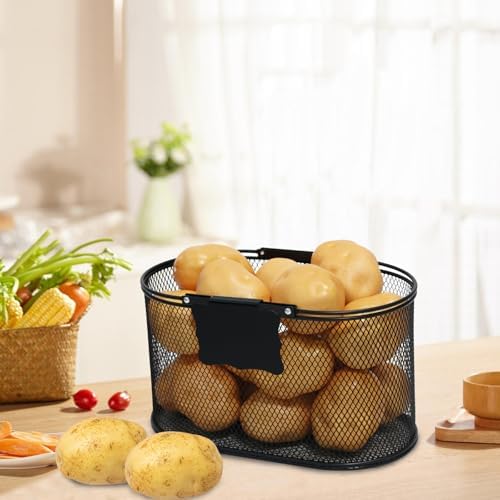 Potato Storage Potato Bin, Metal Potato Basket with Handle, Potato