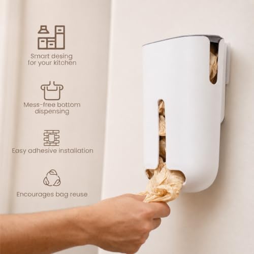 Plastic Bag Holder, Wall Mount Grocery Bag Dispenser