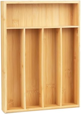 LotFancy Bamboo Silverware Tray, 9.5 Inch