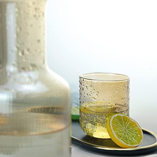 Sizikato 25 Oz Amber Glass Bedside Night Water Carafe with Tumbler