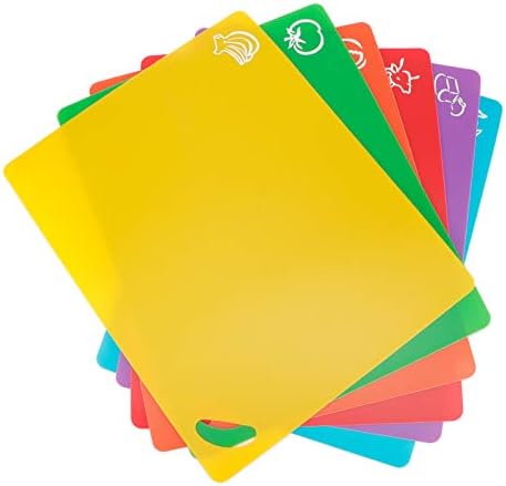6Pcs Set Color Coded Cutting Boards Chopping Mats Flexible Non Slip