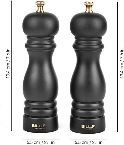 BILL.F Salt and Pepper Grinder Set, 2 Pack, 7 Inch