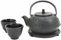 Happy Sales HSCT-BMB03, Cast Iron Tea Pot Tea Set Bamboo Black