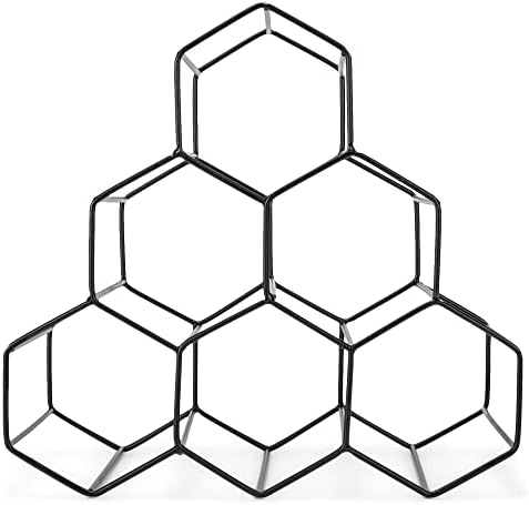 NAT & Jules Honeycomb Black Metal Tabletop Wine Rack - Perfect for